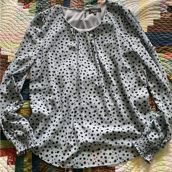 🌞 Blue Polka Dot Blouse - Picture 2 of 3